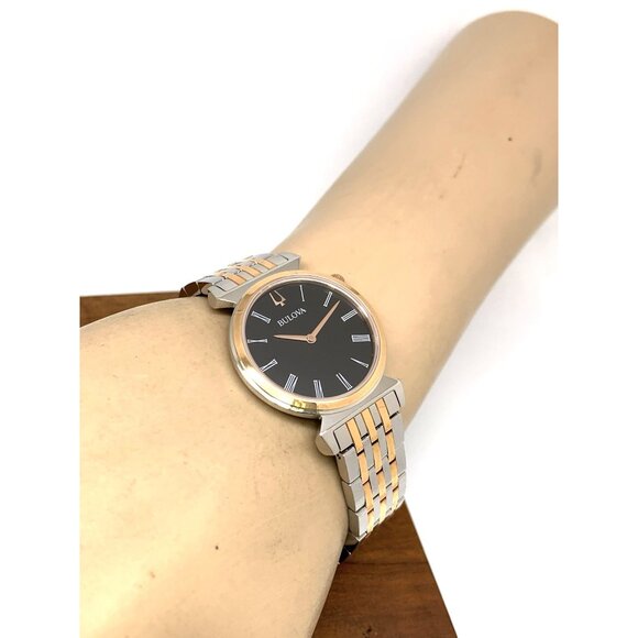 Bulova Women\'s Watch 98L265 Regatta Quartz Black Dial Rose Gold Silver Steel main image 8